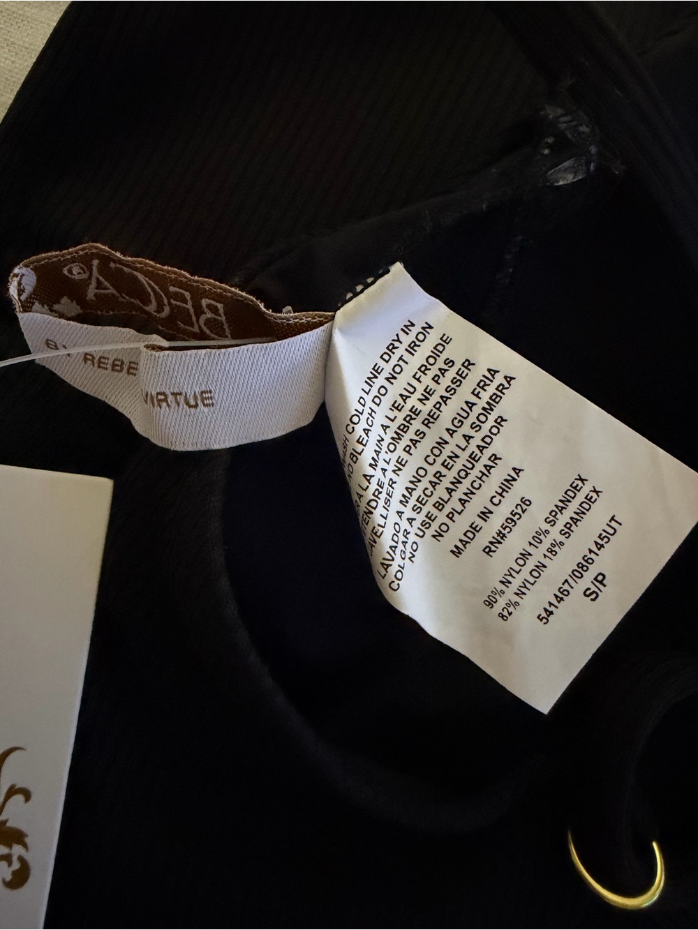 BECCA Black One-Piece Swimsuit with Center Buckle and Keyhole Size S NWT - Picture 6 of 8